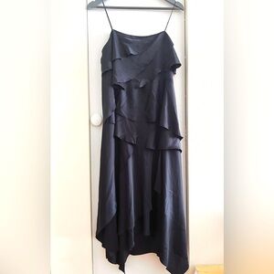 Effortless Chic Jason Wu Ruffle Sleeveless Asymmetrical Dress Black